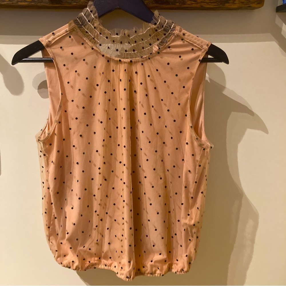 Banana Republic pink sleeveless blouse with polka dot overlay (S)